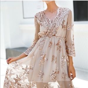 Aphrodite Sequin, v-neck pullover dress